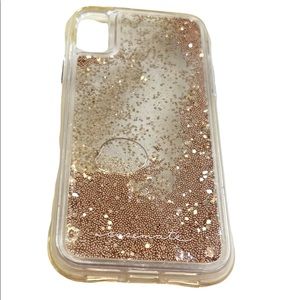💛3/$10💛 Casemate iPhone XR Waterfall GoldGlitter & Clear Hard Plastic Case.